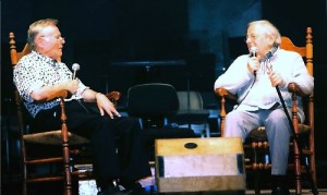 Martin Bookspan and Andre Previn conversing at Tanglewood