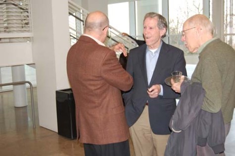 At the reception following the Provenance Lecture three chief curators of painting at the Getty: Scott Schaefer, Burton Fredericksen, Myron Laskin.
