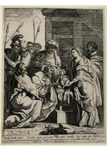 Guillaume (aka Willem) Panneels (b. ca. 1600; d. after 1630), The adoration of the Magi, etching after a painting by Peter Paul Rubens. London, British Museum