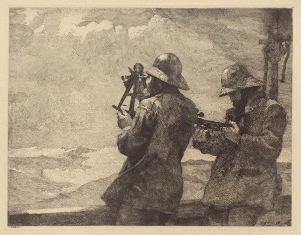 Winslow Homer, Eight Bells, 1887; probably printed c. 1940. Etching on beige wove paper. The Clark.