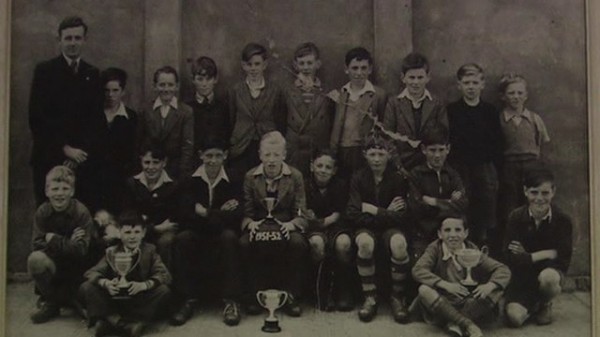 Anahorish Primary School Football Team, 1951. Seamus Heaney, last row, third boy from left, with tie.