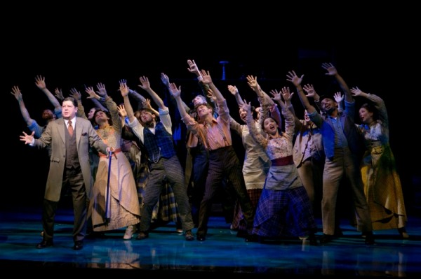 Michael McGrath and company in the opening number of "Finding Neverland" the American Repertory Theater.