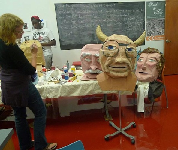 Author puppets getting ready for their close-ups