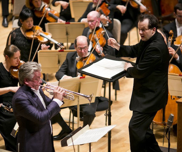 Conductor Andris Nelsons leads the Boston Symphony Orchestra with special guest Hokan Hardenberger performing the American premiere of Brett Dean's "'Dramatis personae." Photo: Dominick Reuter
