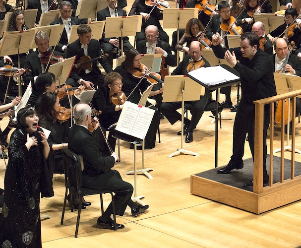 BSO Music Director Andris Nelsons leads the orchestra in “Salome” with Soprano Gun-Brit Barkmin. Photo: Stu Rosner.