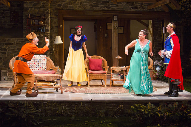 Martin Moran, Candy Buckley, Marcia DeBonis, and Tyler Lansing Weaks in Christopher Durang’s  comedy "Vanya and Sonia and Masha and Spike." Photo: 