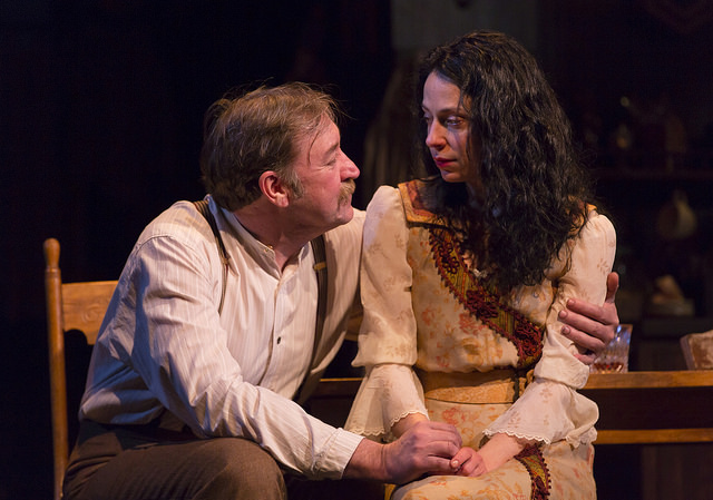 Christopher Donahue and Kathleen McElfresh in the Huntington Theatre Company production of the moving Irish drama The Second Girl by Ronan Noone, directed by Campbell Scott, playing January 16 – February 21, 2015 at the South End/Calderwood Pavilion at the BCA. Photo: T. Charles Erickson