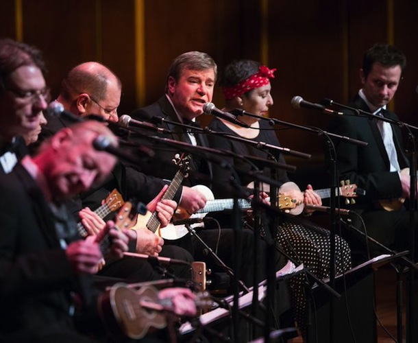 Caption:Ukulele Orchestra of Great Britain made their Boston debut Friday night in a Celebrity Series of Boston concert at Jordan Hall. Photo: Robert Torres