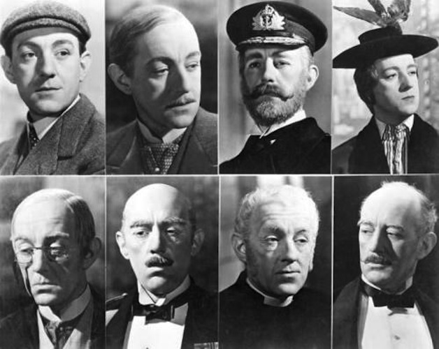Alec Guinness as the six relatives who need to be removed (permanently) in "Kind Hearts and Coranets."