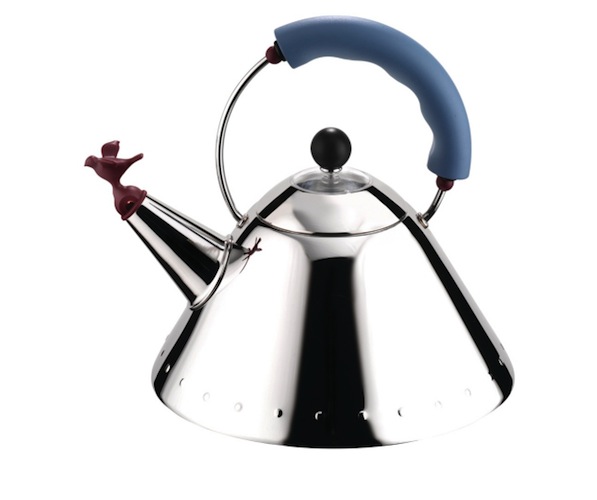 Graves responded to Italian housewares manufacturer Alessi’s request to “make an American kettle” that will “boil water faster than any other teakettle.” His witty design achieved at least part of that challenge. More than two million “whistling bird” tea kettles have been sold. Manufactured by Alessi (1985). Photo: Alessi.