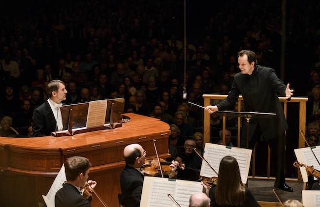 Andris Nelsons and Olivier Latry perform world premiere of Michael Gandolfi's "Ascending Light. "Photo: Liza Voll.