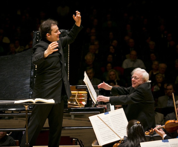 Conductor Andris Nelsons leads the Boston Symphony Orchestra with special guest Richard Goode on piano. Photo: Dominick Reuter.