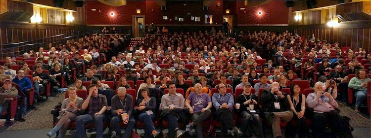 A stage eye's view of the closing night of the 2014 IFFBoston at the Coolidge Corner Theatre. Photo: Judy Wong.