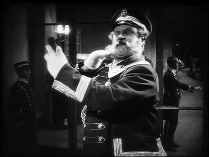 Emil Jannings preening as the [] in "The Last Laugh" -- at the 