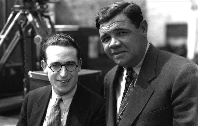 Harold Lloyd and Babe Ruth on the set of "Speedy," which screens this week at the Somerville Theater.
