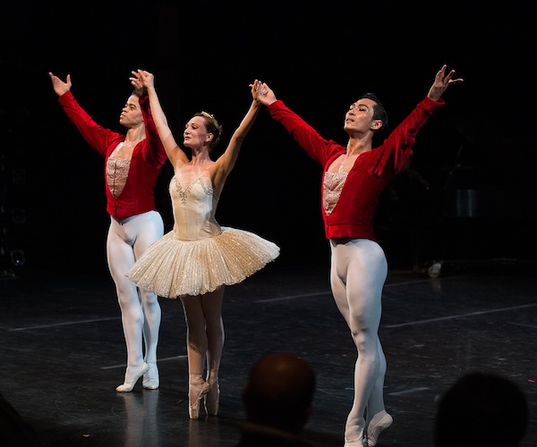 Steven Melendez, Amanda Treiber, and Choon Hong Lee of New York Theatre Ballet in Antony Tudor's "Trio Con Brio." Photo: Christopher Duggan.
