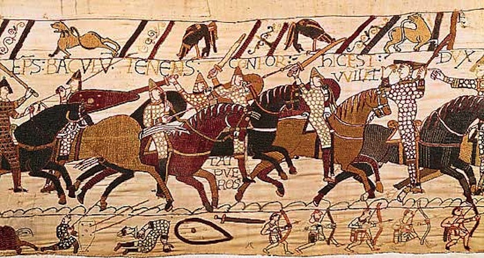 A section of the Bayeux Tapestry depicting William’s invasion