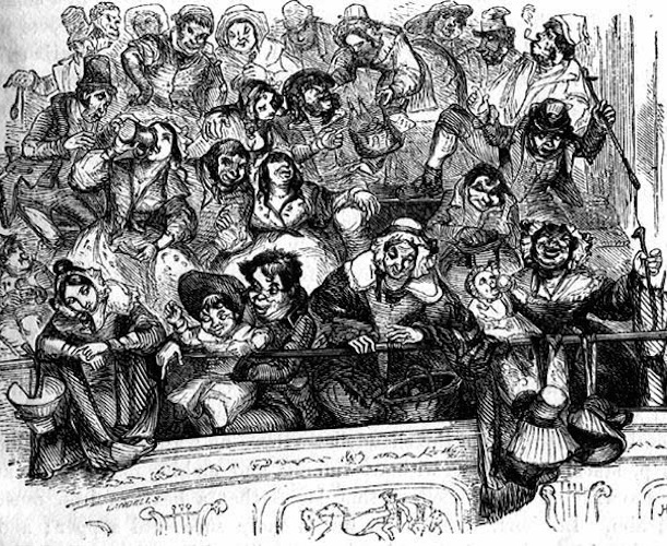 Caricature of a 19th century British Theatre Audience.