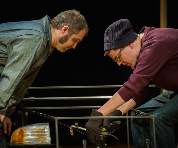 Mike Budwey and Zach Winston in the Boston Public Works production of "Hard and Fast."