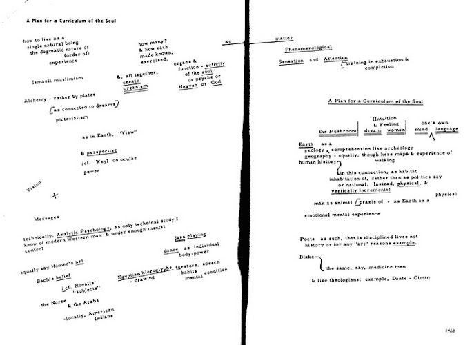Manuscript of Charles Olson's poem "Plan for a Curriculum of the Soul."
