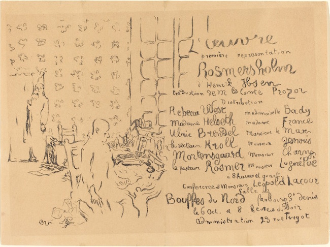 A program drawn by Edouard Vuillard for an 1893 production of "Rosmersholm."