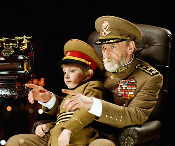 Misha Gomiashvili and Dachi Orvelashvili in a scene in "The President."