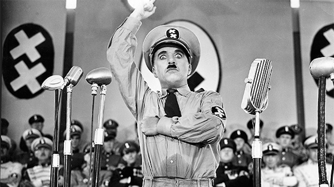 A scene from Charlie Chaplin's "The Great Dictator."