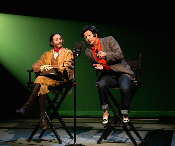 Kristen Sieh (Teddy Roosevelt) and Libby King (Elvis Presley) in the TEAM's production of the "RoosevElvis" at Oberon. Photo: Evgenia Eliseeva/A.R.T.
