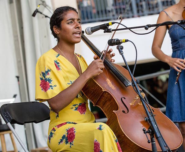 Leyla McCalla Leyla McCalla at the 2016 New Orleans Jazz & Heritage Festival presented by Shell Photo: Josh Brasted