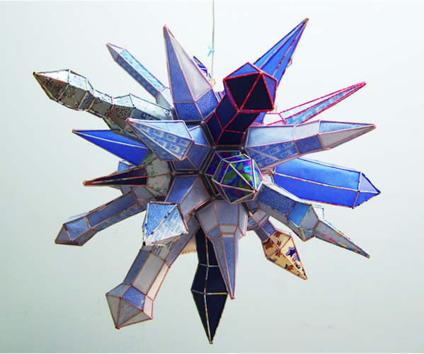 Blue Star, 2012, paper with mixed media, 47" x 30" x 30"