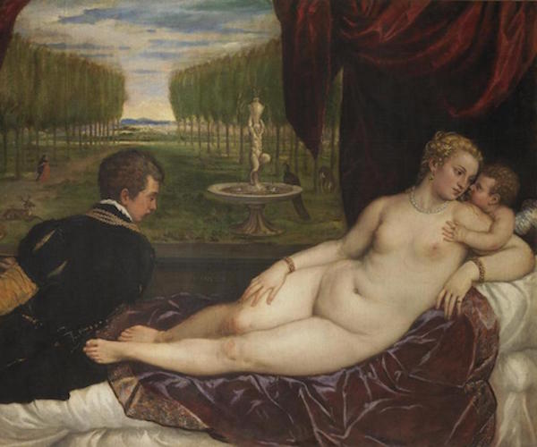Excerpt from "Venus with Organist and Cupid,' by Titian (1550-55), oil on canvas. Photo: courtesy of the Clark Art Museum and Museo Nacional del Prado, 