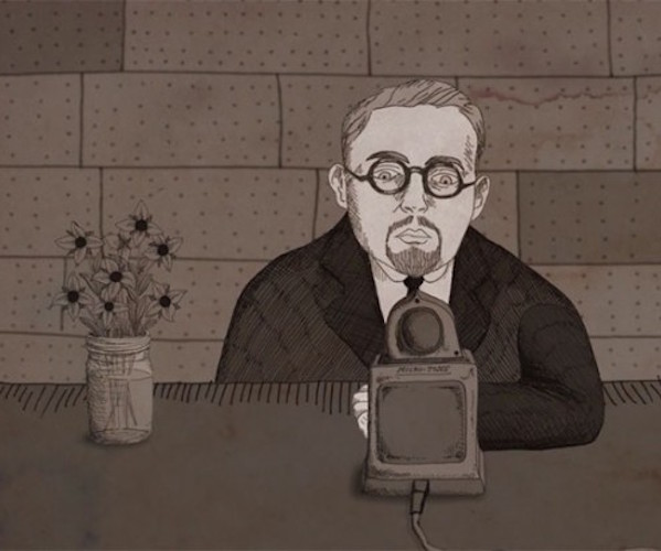 An animation of John Romulus Brinkley from the film "Nuts!"