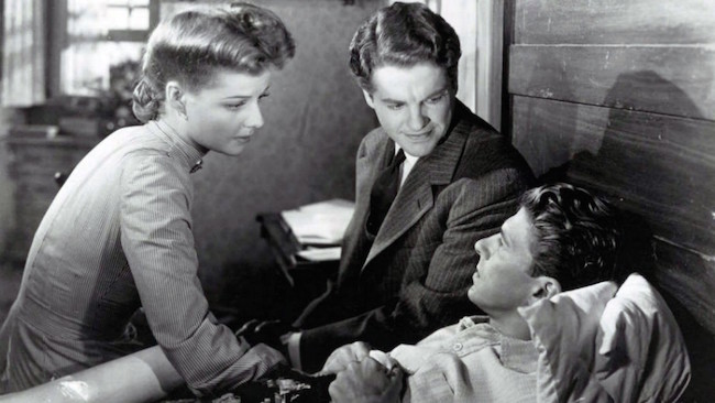 The beautiful Ann Sheridan, Robert Cummings, and Ronald Reagan in a scene from "King's Row," which will be screening at the MFA .