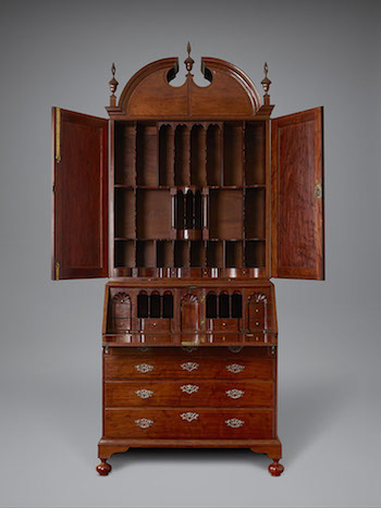 Christopher Townsend, cabinetmaker, and Samuel Casey, silversmith, Desk and Bookcase, Newport, 1745–50. PhotoL Yale University Art Gallery.