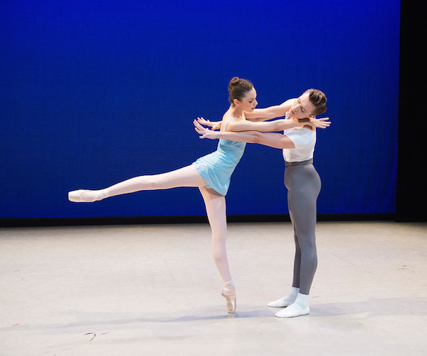 Abigail Merlis and Graham Johns of Boston Ballet II in George Balanchine's "Haeiff Divertimento." Photo: Igor Burlak Photography.