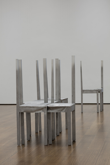 Installation view of "Thou-less" (detail) and untitled chair works.  Photo: Harvard Art Museums.