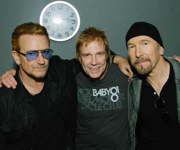 Carter Alan flanked by U2's Bono (left) and The Edge (right), 2015. No photo credit available.
