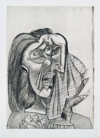The Weeping Woman," drypoint, aquatint, etching and scraper, 1937, private collection, courtesy of Clark Art Institute.