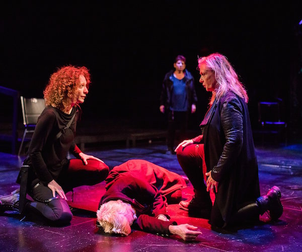 Caesar is down in the Actors' Shakespeare Project's production of "Julius Caesar" featuring Marianna Bassham, Liz Adams, Marya Lowry, and Bobbie Steinbach. Photo: Maggie Hall.