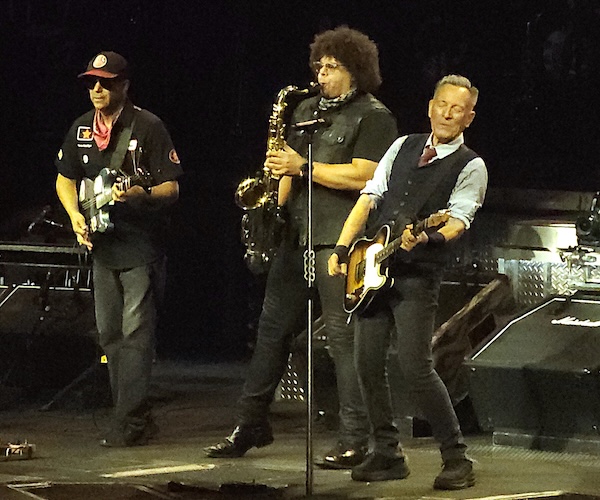 Tom Morello, Jake Clemons and Bruce Springsteen at TD Garden (c) 2026 photo Paul Robicheau