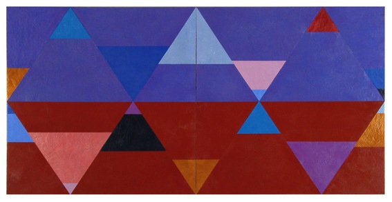 Joanne Mattera, "Chromatic Geometry 13," 2013, encaustic on panel, 24 x 48 inches