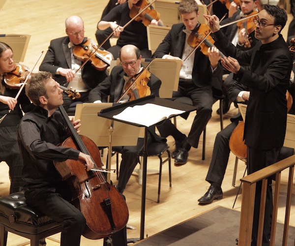 Ken-David Masur and Johannes Mosher performing with the Boston Symphony Orchestra. Photo: Hilary Scott.