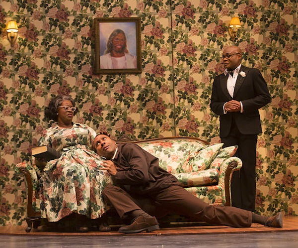 Capathia Jenkins, Ken Robinson, and Nathan Lee Graham in the HTC production of   The Colored Museum. Photo by T. Charles Erickson.