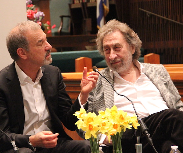 Stephen Greenblatt (i) and Howard Jacobson (r) at the 