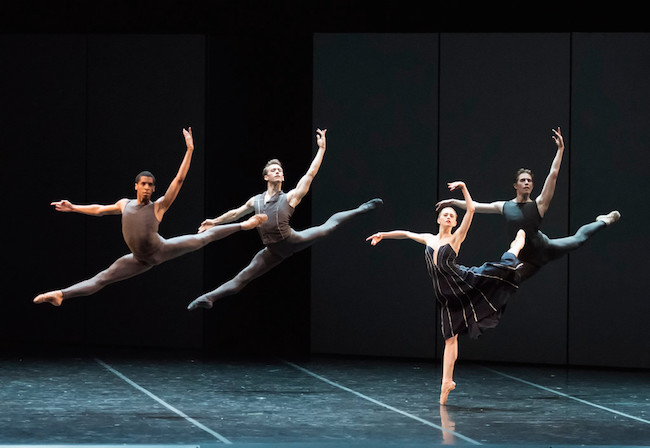 Lawrence Rines, Patrick Yocum, Dusty Button, and Bo Busby of Boston Ballet in José Martinez's "Resonance." Photo: Gene Schiavone, courtesy Boston Ballet